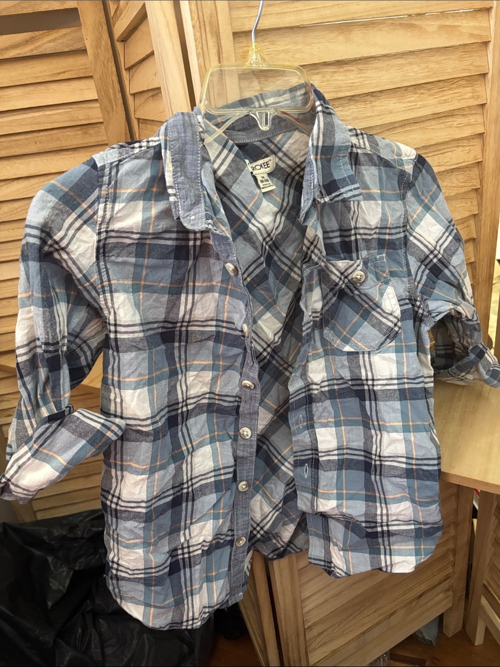 Cherokee Boys Plaid Collared Shirt Medium 8/10